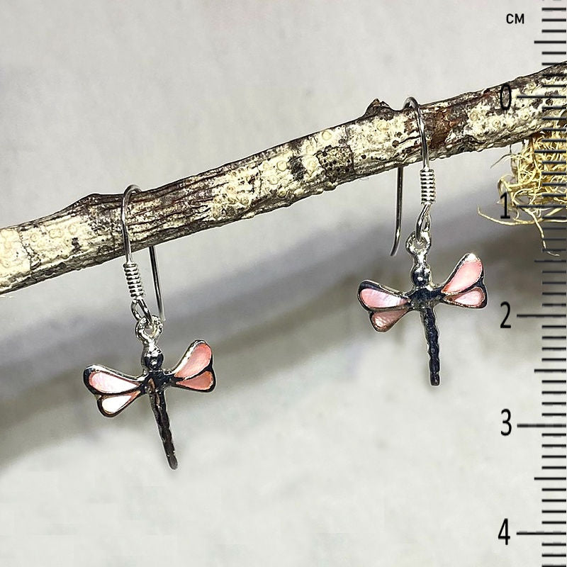 Pink Mother Of Pearl Dragonfly Earrings