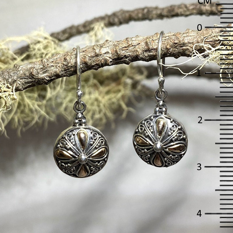 Round Rose Gold and Sterling Silver Earrings