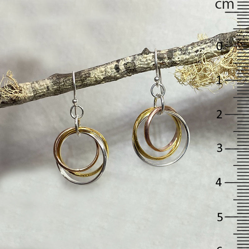 Sterling Silver, Gold & Rose Gold Earrings