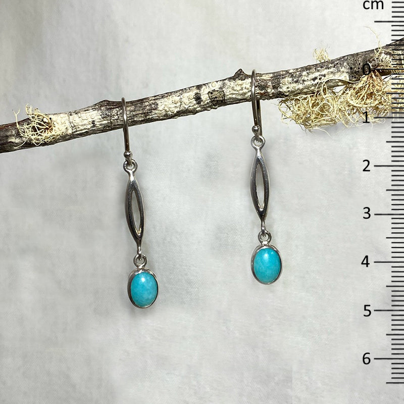 Ornate Sterling Silver Oval Amazonite Earrings