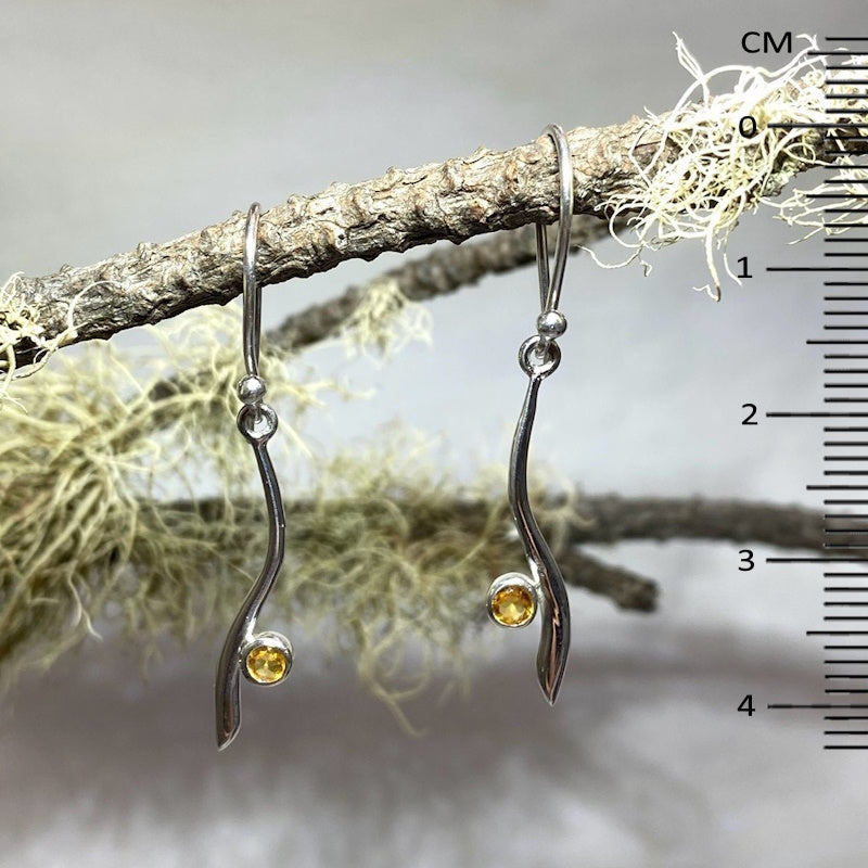 Sterling Silver Round Faceted Citrine Earrings