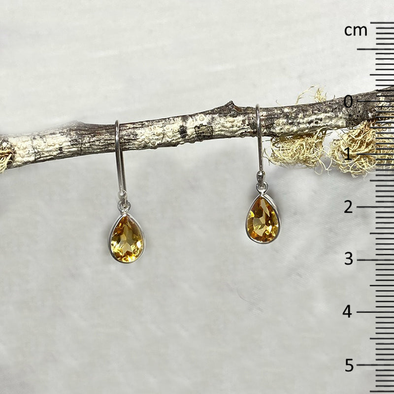 Faceted Teardrop Citrine Earrings