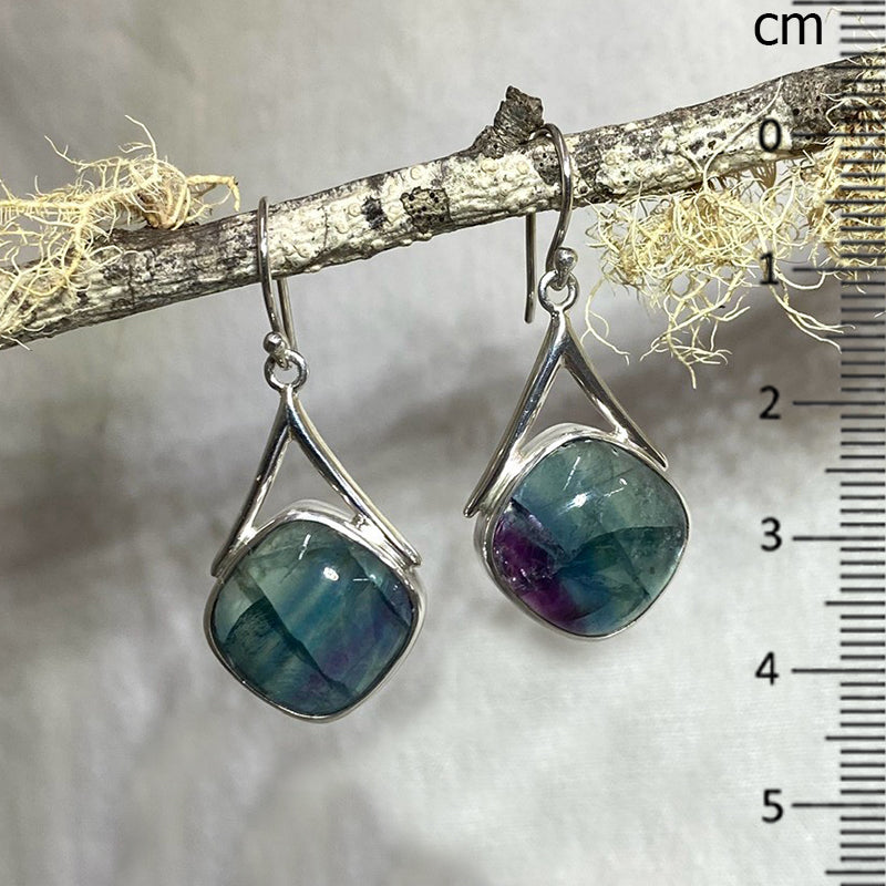 Ornate Sterling Silver Fluorite Earrings