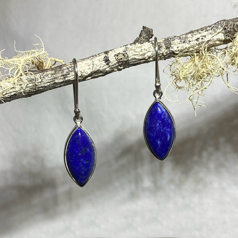 Leaf Shaped Lapis Lazuli Earrings