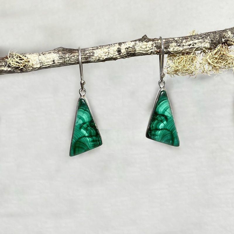 Triangle Malachite Earrings