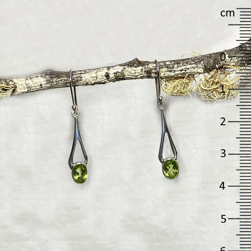Faceted Oval Peridot Ornate Sterling Silver Earrings