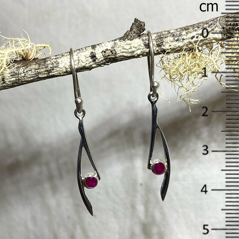 Ornate Sterling Silver Round Faceted Ruby Earrings