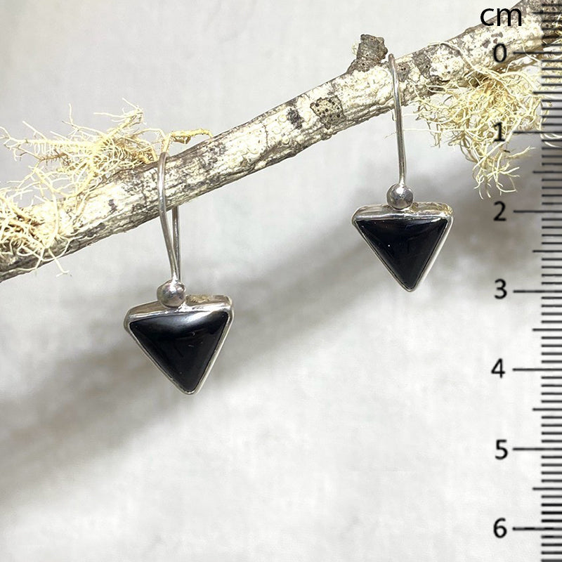 Black Tourmaline Triangle Earrings