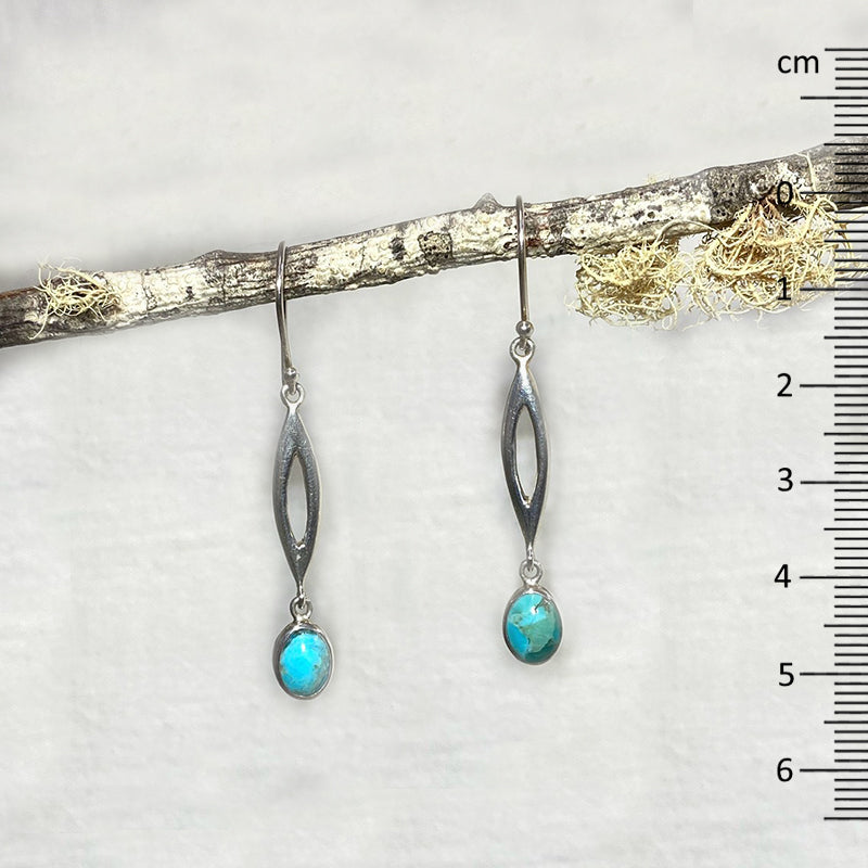Ornate Sterling Silver Oval Turquoise Earrings
