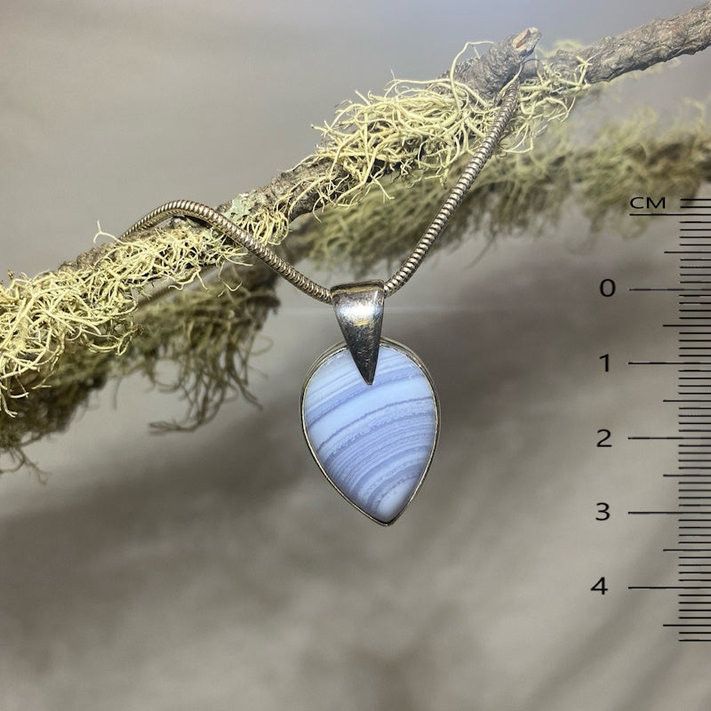 Pear Shaped Blue Lace Agate Pendant