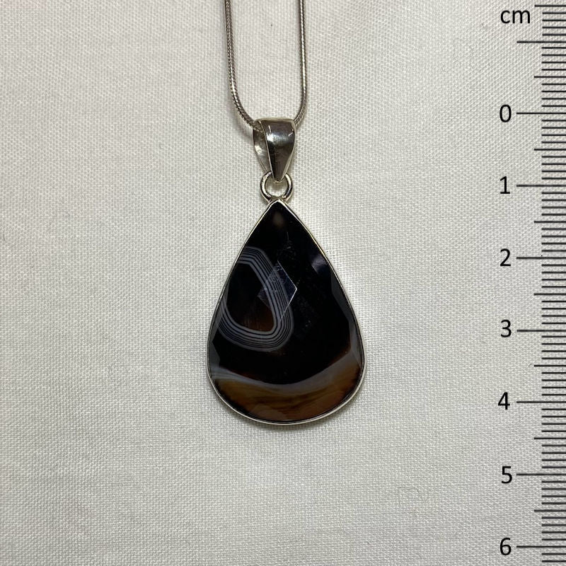 Faceted Teardrop Banded Agate Pendant