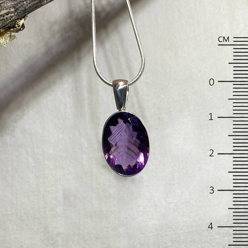 Oval Faceted Amethyst Pendant