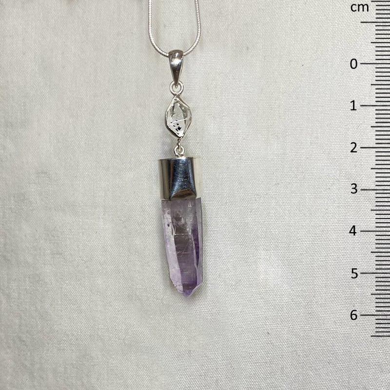 Herkimer Diamond & Vera Cruz Amethyst Pendant