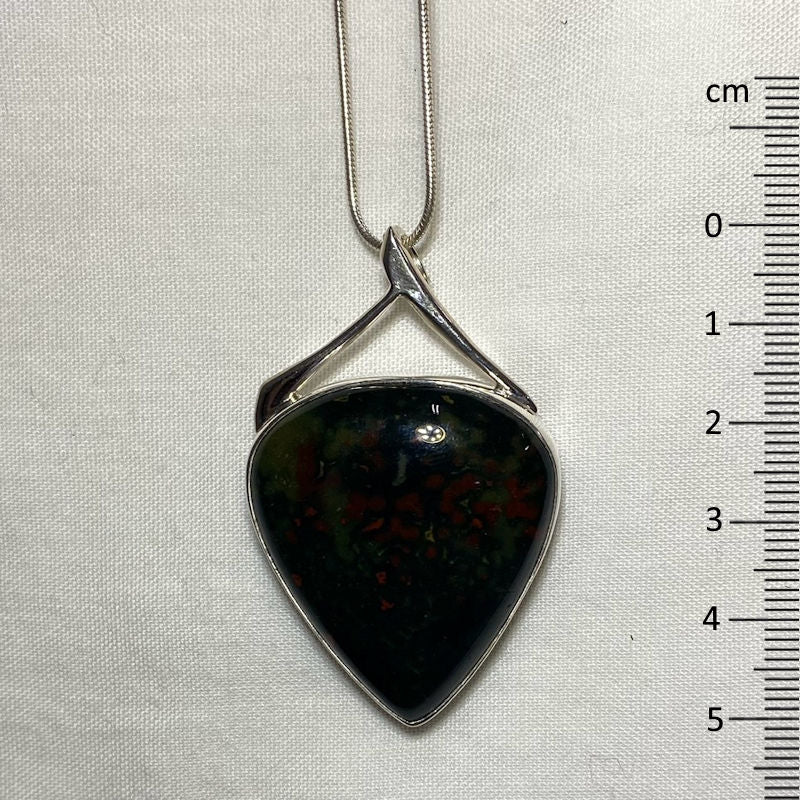 Pear Shaped Bloodstone Ornate Sterling Silver Pendant
