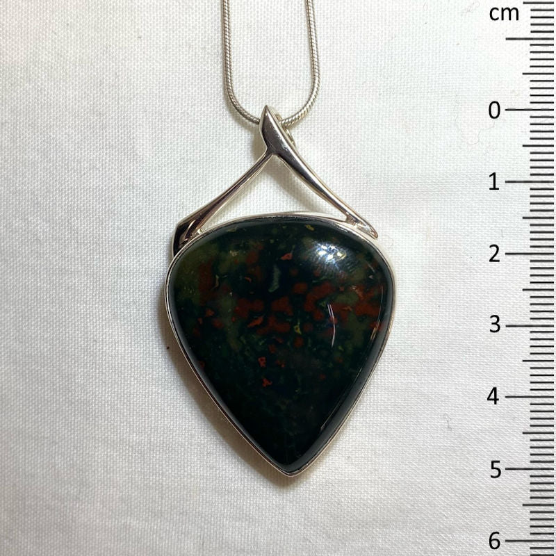 Pear Shaped Bloodstone Ornate Sterling Silver Pendant