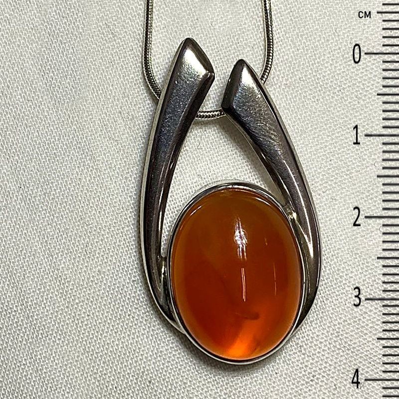 Oval Carnelian Ornate Sterling Silver Pendant