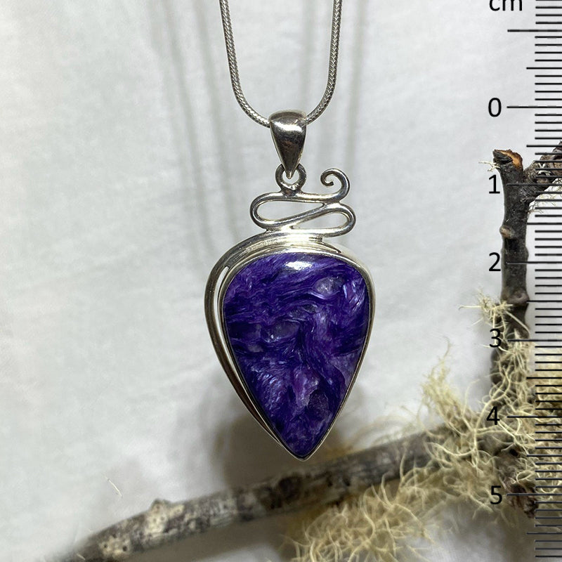 Framed Pear Shaped Charoite Pendant