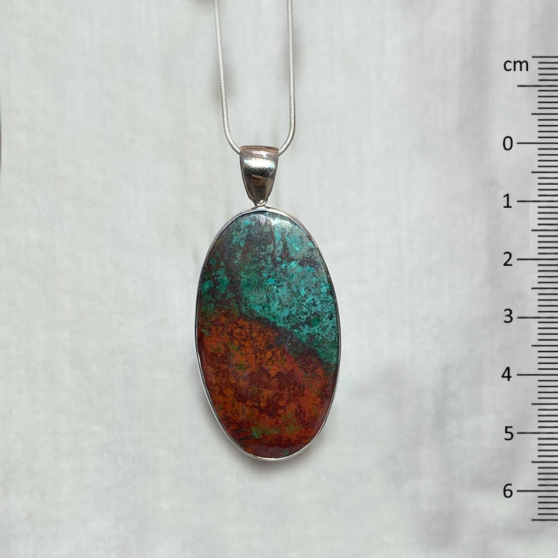 Oval Cuprite and Chrysocolla Pendant