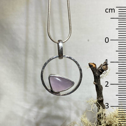 Freeform Purple Chalcedony Round Sterling Silver Pendant