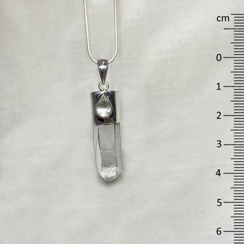 Faceted Teardrop & Natural Clear Quartz Pendant