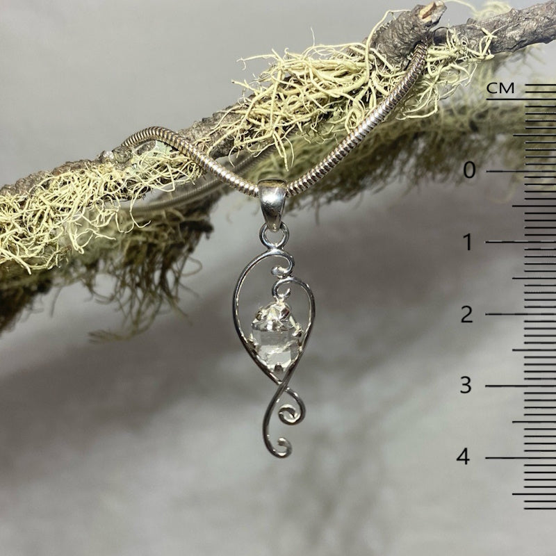 Scrolling Sterling Silver Herkimer Diamond Pendant