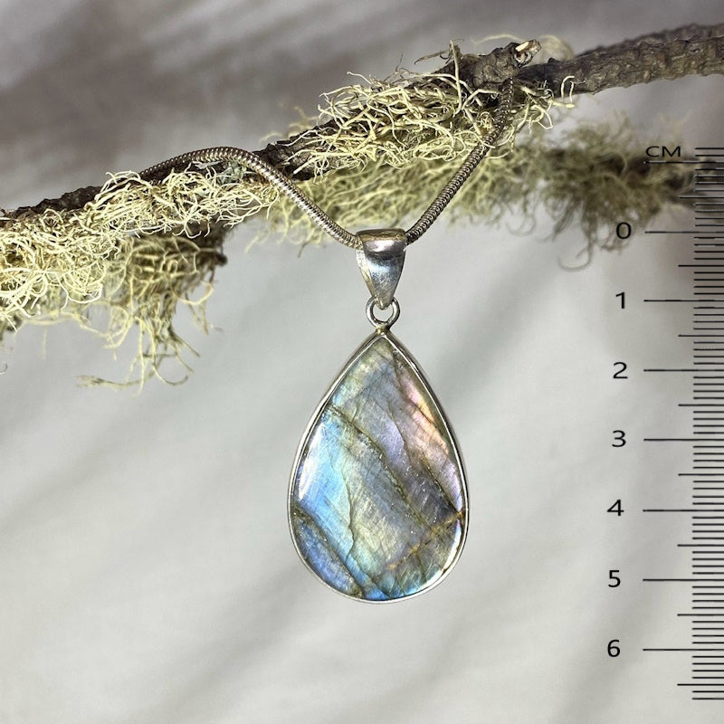 Blue, Purple Flash Teardrop Shaped Labradorite Pendant