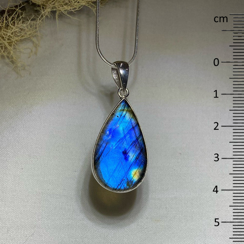 Blue Flash Teardrop Labradorite Pendant