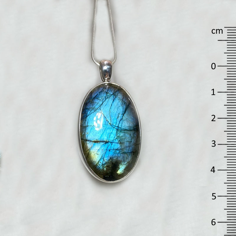 Oval Blue Flash Labradorite Pendant