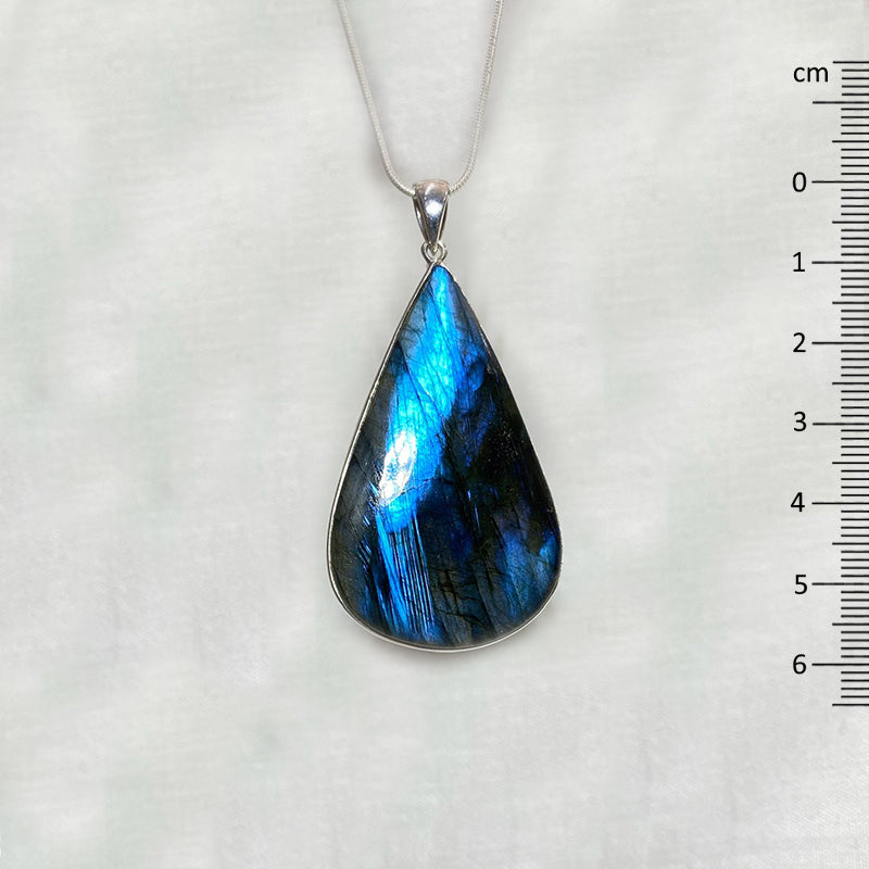Teardrop Blue Flash Labradorite Pendant