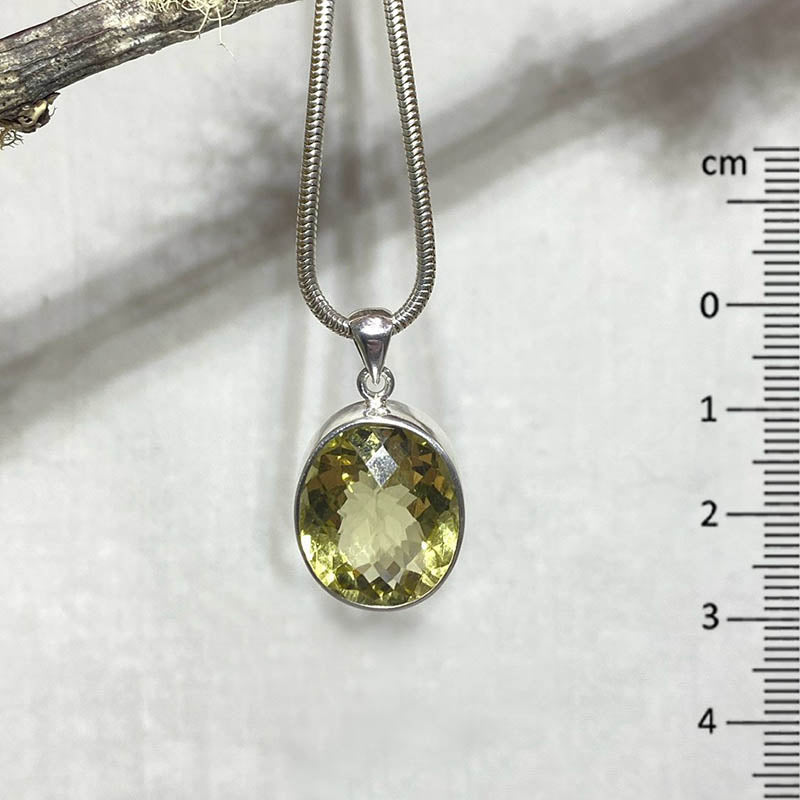 Oval Faceted Lemon Quartz Pendant