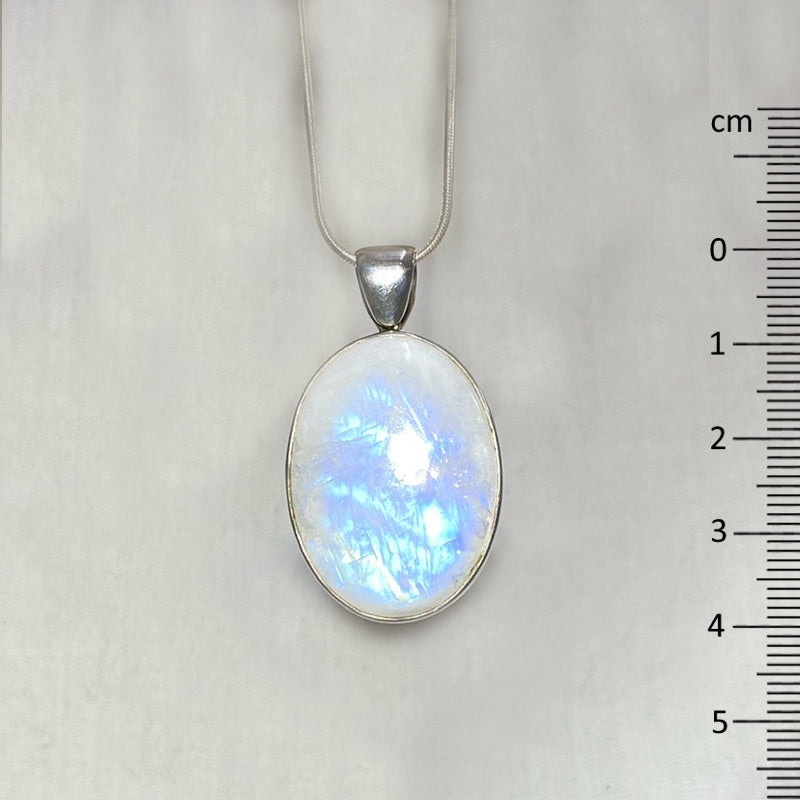 Oval Rainbow Moonstone Pendant
