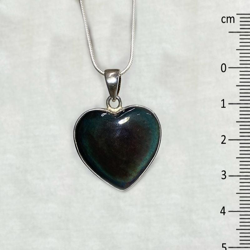 Heart Shaped Rainbow Obsidian Pendant
