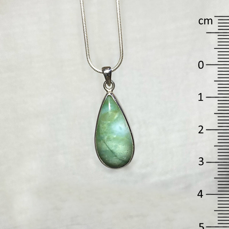 Teardrop Blue Fossil Opal Wood Pendant