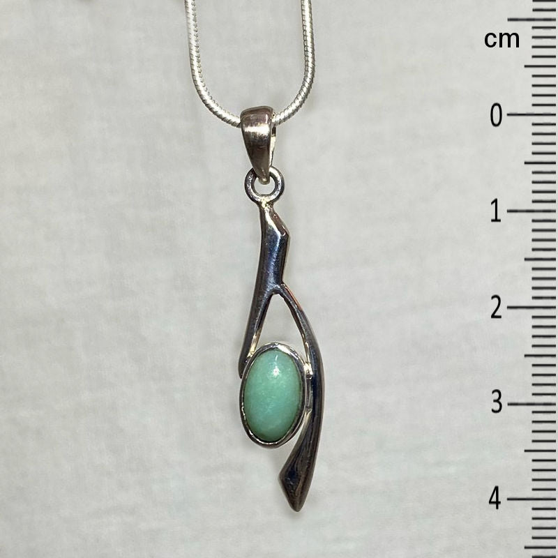 Oval Blue Opal Fossil Wood Ornate Sterling Silver Pendant