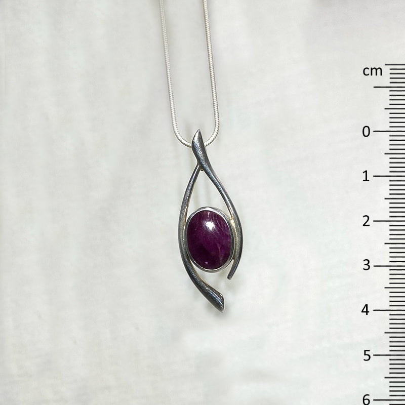 Ornate Sterling Silver Oval Ruby Pendant