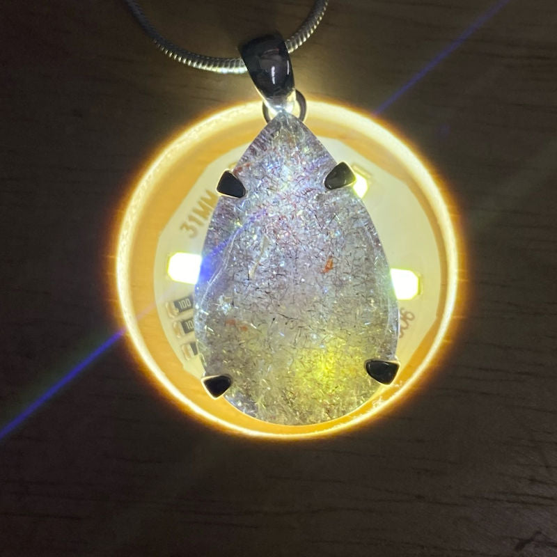 Super Seven Faceted Tear-drop Pendant