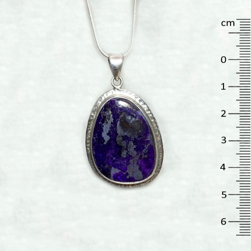 Freeform Sugilite Ornate Sterling Silver Pendant