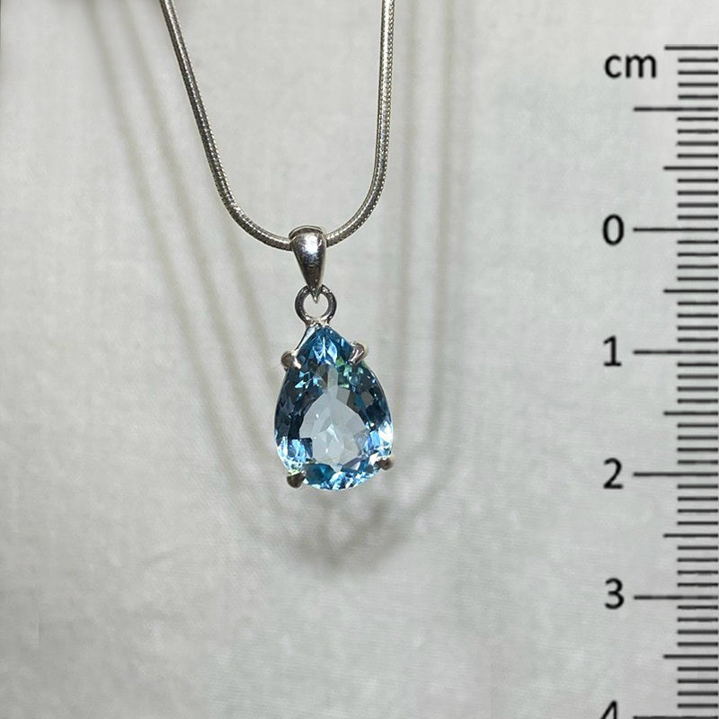 Teardrop Faceted Blue Topaz Pendant