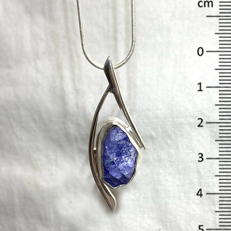 Ornate Sterling Silver Raw Tanzanite Pendant
