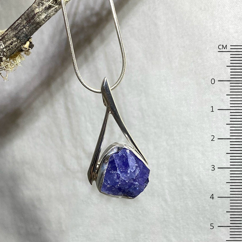 Ornate Sterling Silver Raw Tanzanite Pendant