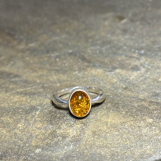 Oval Amber Ring- Size 7