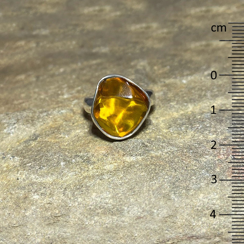 Freeform Mexican Amber Ring- Size 8