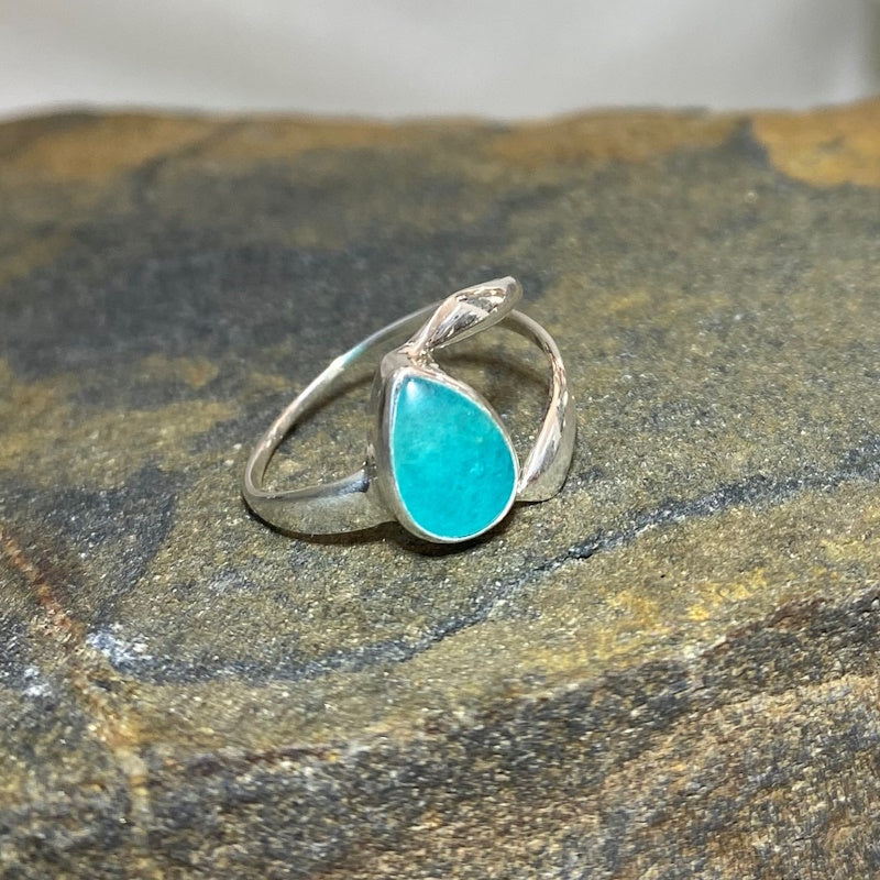 Sterling Silver Split Band Amazonite Ring- Size 6