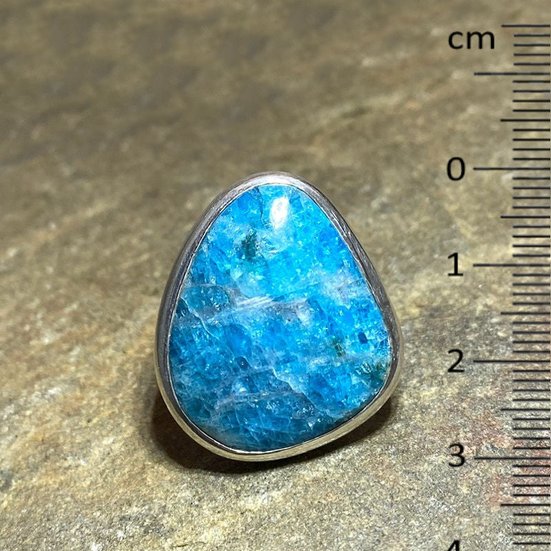 Freeform Blue Apatite Ring- Size 8.5