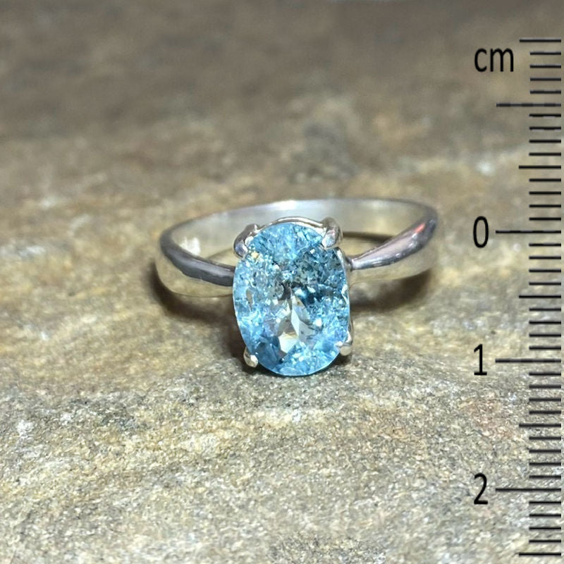Faceted Oval Aquamarine Ring- Size 9