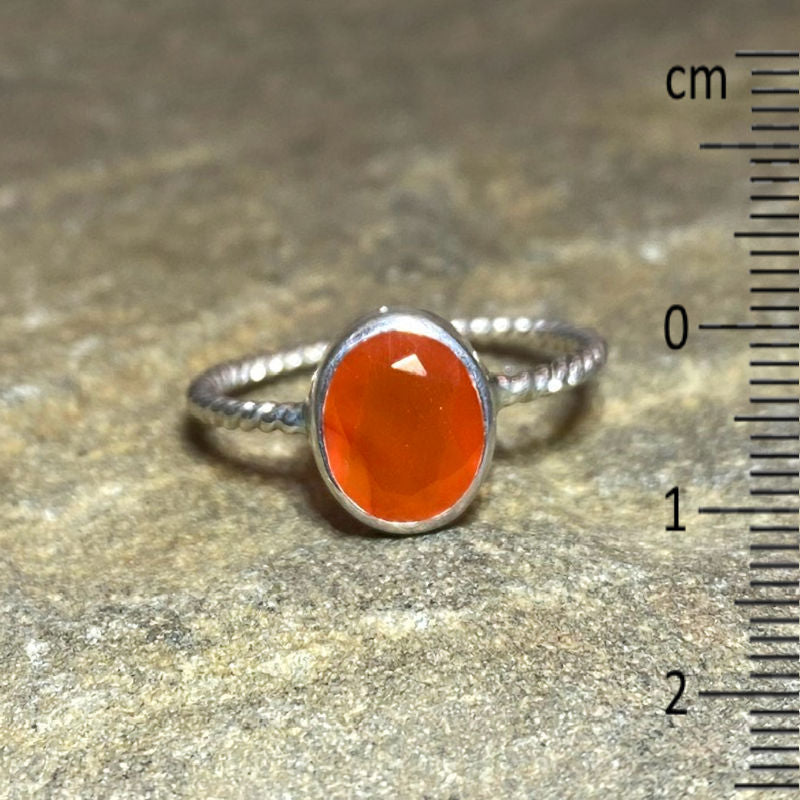 Faceted Oval Carnelian Ring- Size 9