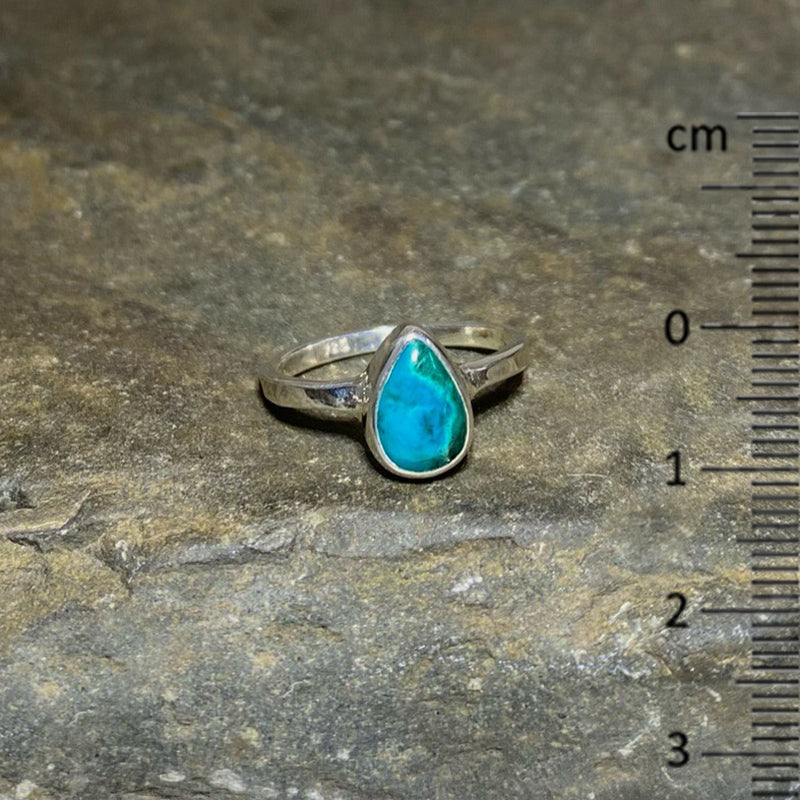 Teardrop Chrysocolla Ring- Size 6.5