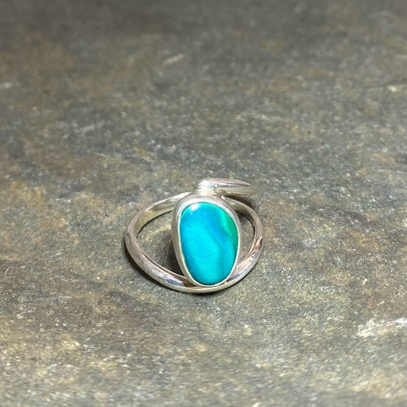 Split Band Chrysocolla and Malachite Ring- Size 7