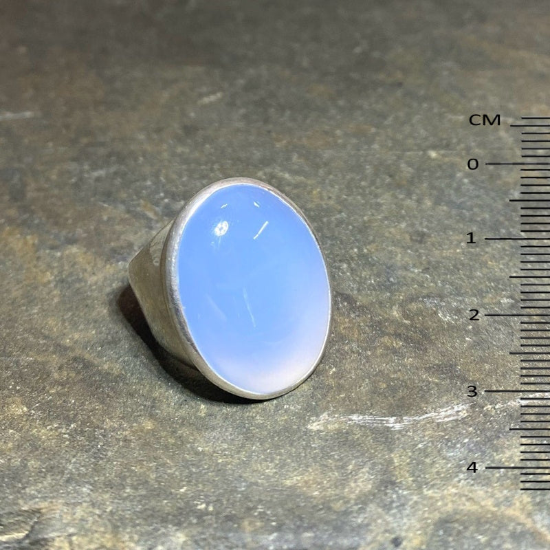 Oval Blue Chalcedony Ring- Size 8