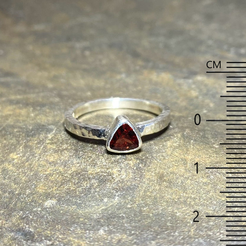 Faceted Triangle Garnet Ring- Size 7